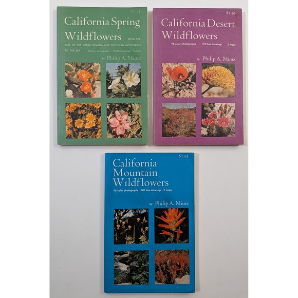University of California Press Other - Philip A Munz California Wildflower Books Set Desert Mountain Spring 3 Volumes